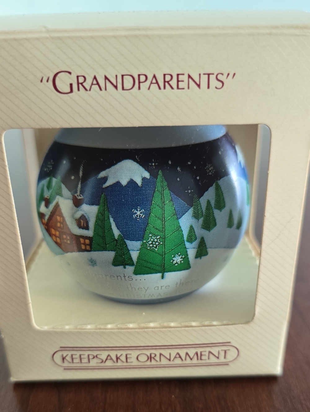 Grandparents Hallmark Glass Keepsake Ornament - Green/Blue - Dated 1984